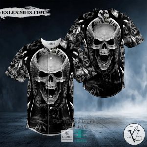 Winged Zombie Monster Skull Baseball Jersey