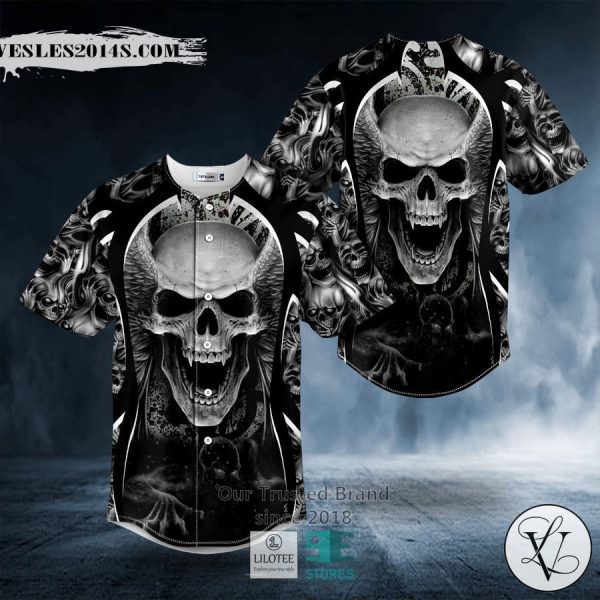 Winged Zombie Monster Skull Baseball Jersey