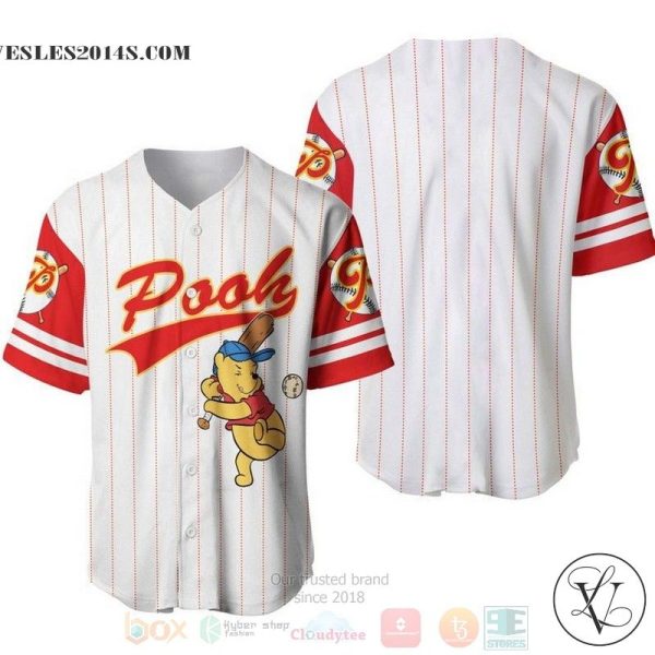 Winnie The Pooh All Over Print Pinstripe White Baseball jersey