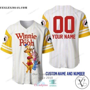 Winnie The Pooh Friends Personalized White Baseball Jersey Shirt