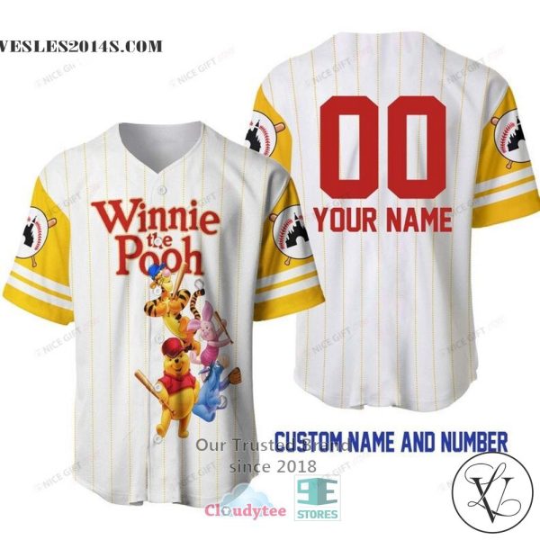 Winnie The Pooh Friends Personalized White Baseball Jersey Shirt