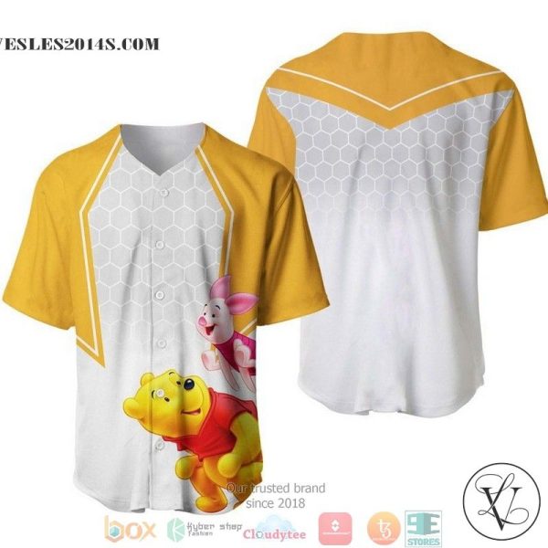 Winnie The Pooh Piglet Honey Pattern White Baseball Jersey