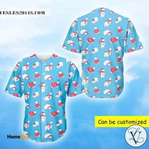 Xmas Polar Bear Pattern Baseball Jersey