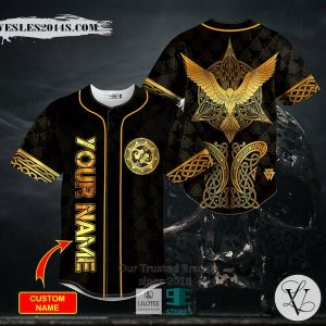 Yellow Raven Wings Viking Tattoo Baseball Jersey
