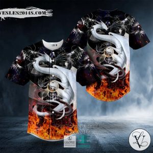 Yin-Yang Dragons Fire Skull Baseball Jersey
